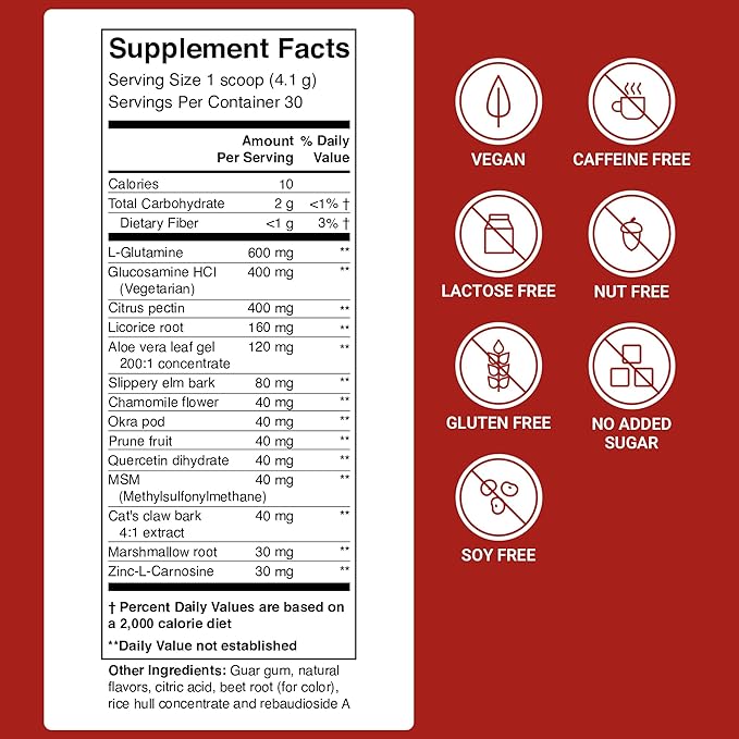 ACTIVATEDYOU GI Prime Digestive Health Drink to Support a Healthy GI Lining, Improve Digestive Comfort and Energy - Berry Calm Flavor (30 Servings)