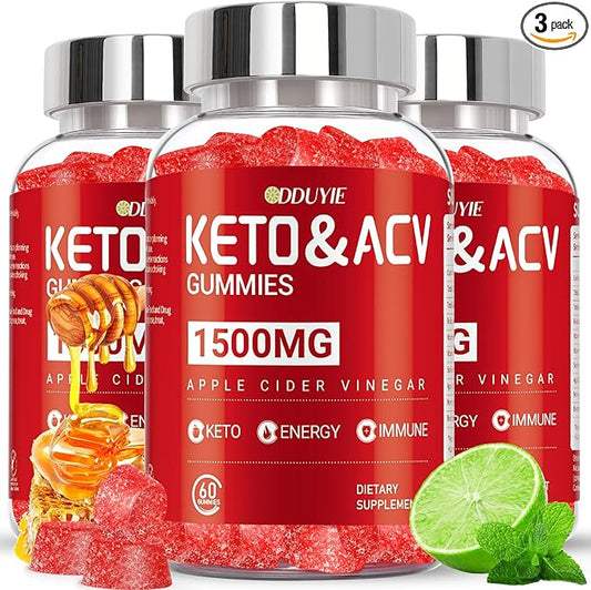 (3 Pack) Apple Cider Vinegar Gummies | Keto ACV Gummies for Supports Metabolism & Fat Burn with Vitamin B6 & B12 | ACV Supplement | Lemon Honey Flavor | 180 Vegan for Women and Men