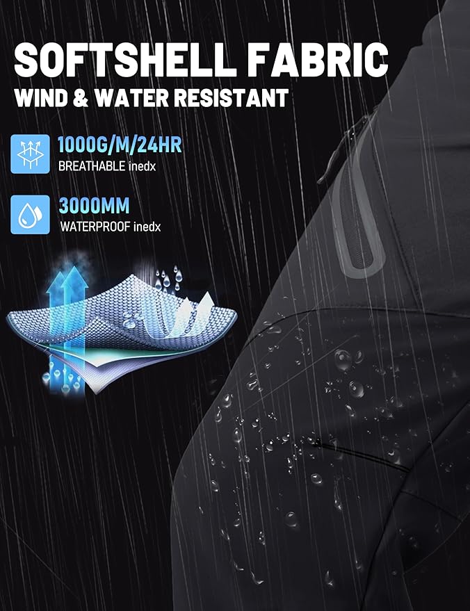 TACVASEN Men's Skiing Snow Pants Fleece Lined Waterproof Winter Insulated Hiking Pant for Outdoor Work Hunting Cargo