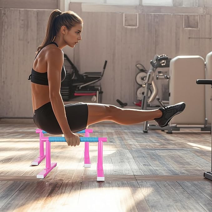 Strength Training Parallettes I-Sit Push Up Bars, Pushup Handles Calisthenics Equipment for Home Workout, Anti-slip Gymnastics Bars, Handstand & Dip Bar for Outdoor Exercise
