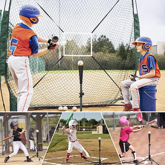Baseball Tee Batting Tee Softball Tee Portable Travel Hitting Tee,Easy Adjustable Height,Stable Tripod Stand