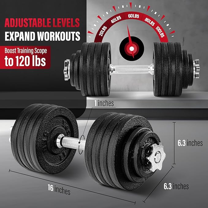 Yes4All Old School Adjustable Dumbbell Set with Weight Plates, Star Lock Collars/Connector, 40lbs to 200lbs Adjustable Weight Plates Set