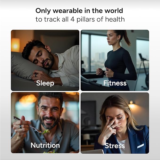 Gabit Smart Ring | Sleep, Fitness, Nutrition, Stress | Calorie Tracker, AI Health Coach, 30+ Workout Modes, VO2 Max | Buy Sizing Kit First | Health Tracker for Women & Men | Titanium, Rose Gold 13