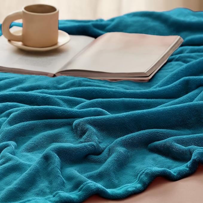 Bedsure Fleece Blanket Twin Size Teal - 300GSM Lightweight Plush Fuzzy Cozy Soft Warm Blanket for Bed, Sofa, Couch, Travel, Camping, 60x80 inches