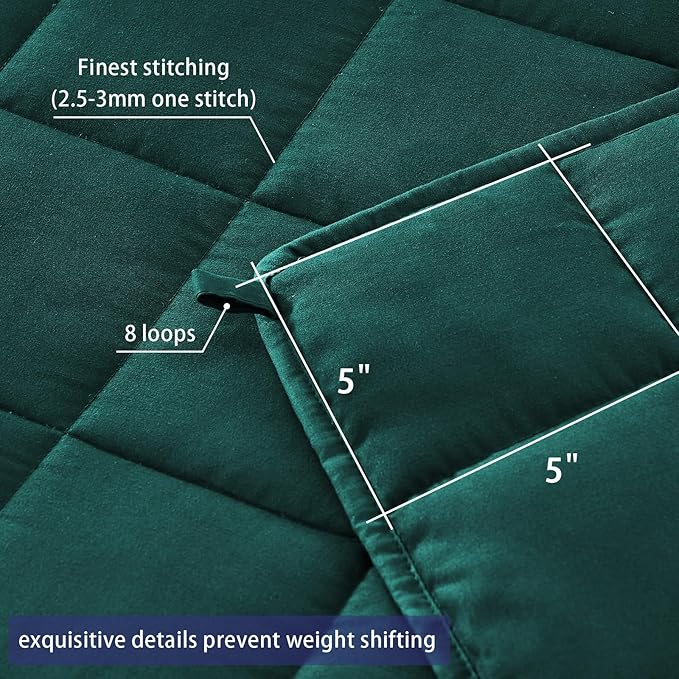 yescool Weighted Blanket for Adults (17 lbs, 60" x 80", Dark Green) Cooling Heavy Blanket for Sleeping Perfect for 160-180 lbs, Queen Size Breathable Blanket with Premium Glass Bead, Machine Washable