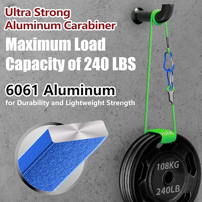 sprookber 3.2 Inch Aluminum Carabiner Clips D Ring, Caribeaner Spring Snap Hook with Keychain for Camping, Hiking, Gym & Outdoor Gear, Set of 10
