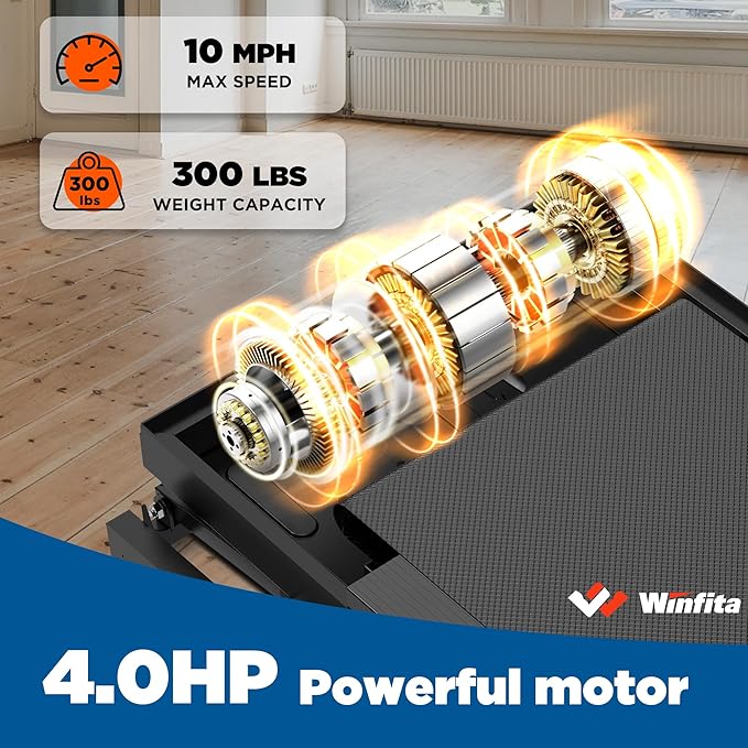 Treadmills for Home, Folding Treadmill with Auto Incline, 300 LBS Capacity, 8MPH or 10MPH Max Speed, Double Deck Shock-Absorbing Running Machine with Bluetooth, App, 64 Programs, Pulse Monitor