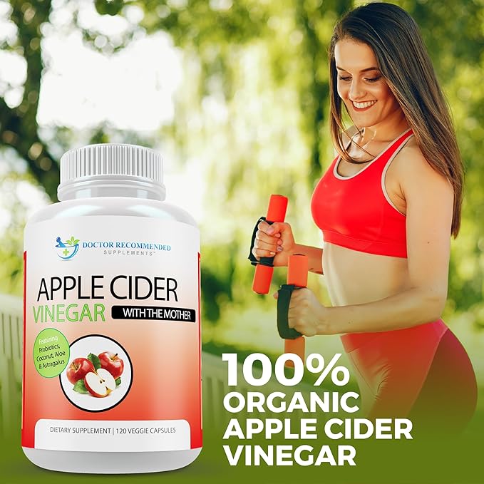 Apple Cider Vinegar Capsules - (120 Veggie Capsules) Organic ACV Supplement with Probiotics - 1500mg per Serving - Supports General Wellness & Digestive Balance - Non-GMO, Made in USA