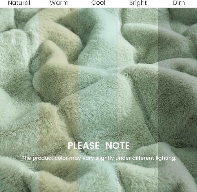 Cozy Bliss Faux Fur Throw Blanket for Couch, Cozy Soft Plush Thick Winter Blanket for Sofa Bedroom Living Room, 60 * 80 Inches Green