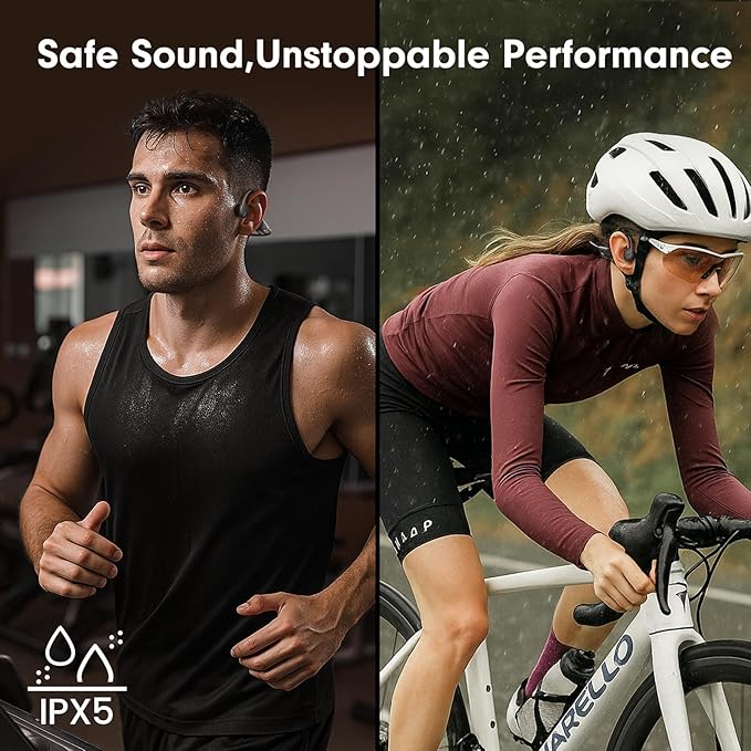Bone Conduction Headphones,Open Ear Headphones Bluetooth 5.4 with Mic,10H Playtime,Bone Conduction Earbuds IPX5 Waterproof,Sports Headphonefor Running,Gym,Hiking,Cycling