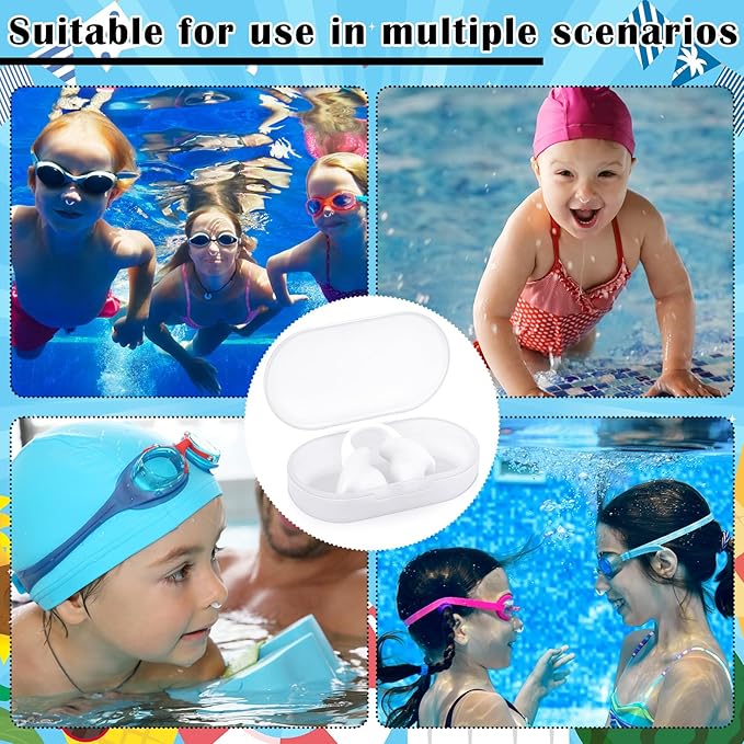 Soulchen 2 Pcs Swimming Nose Plugs Silicone Waterproof Painless Swim Nose Clip with Storage Box for Adults Kids Men Women Beginners
