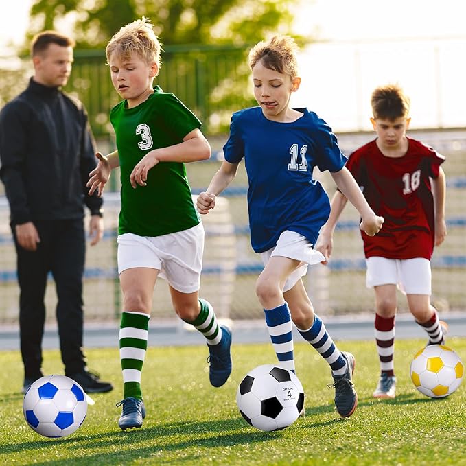 HyDren 4 Pack Soccer Ball with Pump Official Size 4/5 Deflated Soccer Balls Bulk for Outdoor Indoor Practice Training Sport Gift for Kids Boys Teen Youth Adult