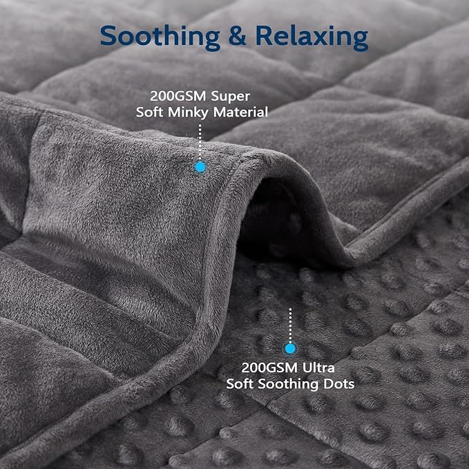 L'AGRATY Weighted Blanket for Adult - 48"x72" 15lbs Minky Dots Heavy Blanket with Glass Beads: Soft Breathable for All-Season Summer Fall Winter Thick Comfort for Sleeping