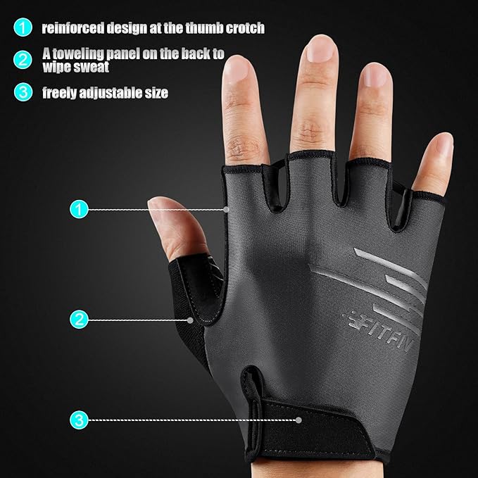 Cycling Gloves Bike Gloves for Men/Women Half Finger Biking Gloves Exercise Workout Gloves Suitable for Outdoor Sports, Gym, Weight Lifting, Rowing and Motorcycle