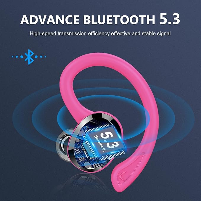 Wireless Earbuds Sport Bluetooth Headphones 5.4, 2025 Bluetooth Earbuds 4 HD Mic, Over-Ear Buds with Earhooks ENC Noise Canceling Earphones, 48Hrs Stereo, IP7 Waterproof Headset for Workout/Running