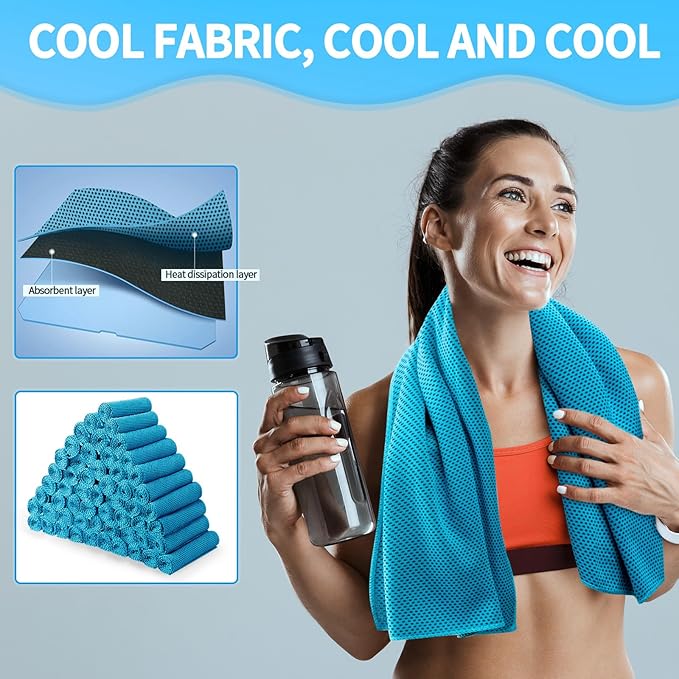 Honoson Cooling Towel Bulk - Neck & Face Cool Chilly Towels Microfiber Breathable Sport Sweat Rag for Gym, Yoga, Travel, Camping, Running, Outdoor
