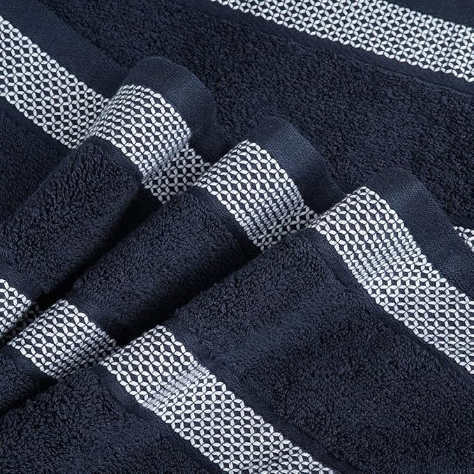 CASA COPENHAGEN Solitaire Towels, 4 Pieces Bath Towel Set- Navy, 600 GSM Designed in Denmark Made of Soft Egyptian Cotton for Bathroom, Kitchen & Shower