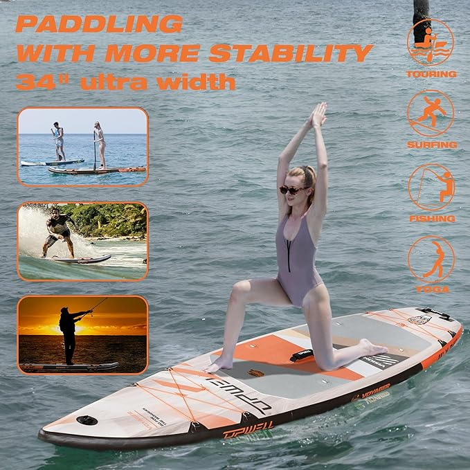 UPWELL 11’6”/11'2”/11'/10'8”/10'6”/10'2” Inflatable Stand Up Paddle Board with sup Accessories Including Backpack, Repairing Kits, Non-Slip Deck, Leash, 3 Fins, Paddle and Hand Pump