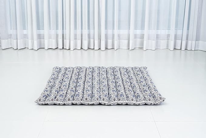 Leewadee Meditation Cushion Set – 1 Round Zafu Meditation Pillow and 1 Square Roll-Up Zabuton Meditation Mat, Pillows Bundle Filled with Kapok