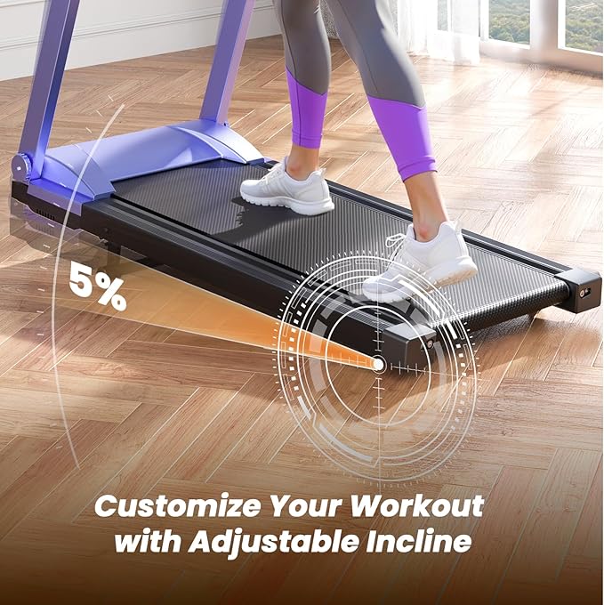 DeerRun Treadmills for Home with Incline and Handles, 3.5 HP Foldable Treadmill 350 LBS Weight Capacity for Small Spaces, Folding Running Machine with Smart APP