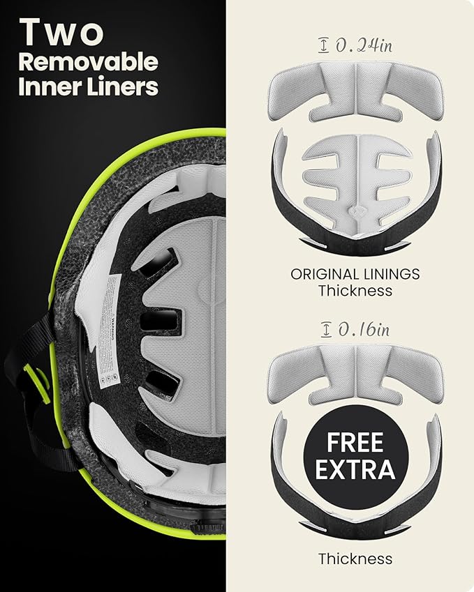 OutdoorMaster Skateboard Cycling Helmet - Two Removable Liners Ventilation Multi-Sport Scooter Roller Skate Inline Skating Rollerblading for Kids, Youth & Adults