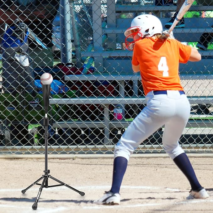 Baseball Tee Batting Tee Softball Tee Portable Travel Hitting Tee,Easy Adjustable Height,Stable Tripod Stand