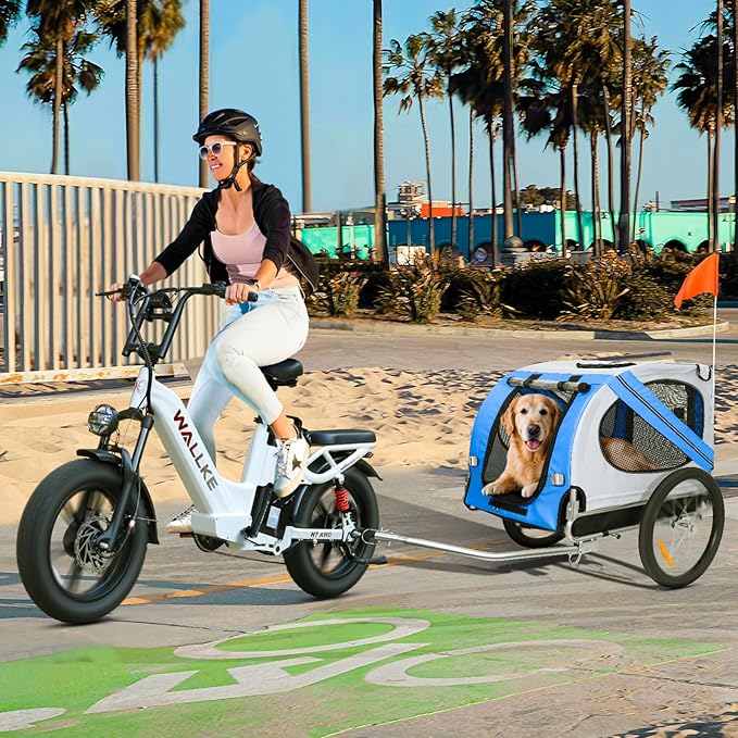 W Wallke H7 AWD Dual Motor Electric Bike for Adult, 48V 60Ah/40Ah Removable Battery, Long Range 32-34MPH Fast Ebike, 20" Fat Tire Mountain Offroad All Terrain Full Suspension E-Bicycle, UL2849 List