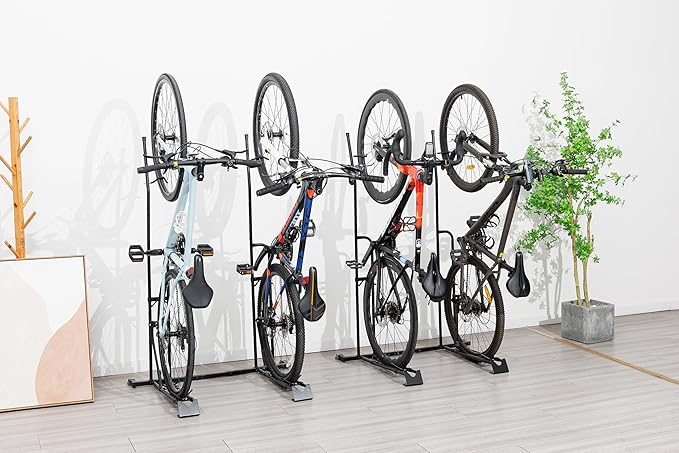 YueTong Vertical Bike Stand, 2 Bike Rack Garage, Upright and Horizontal, Indoor Bicycle Storage for Floor.