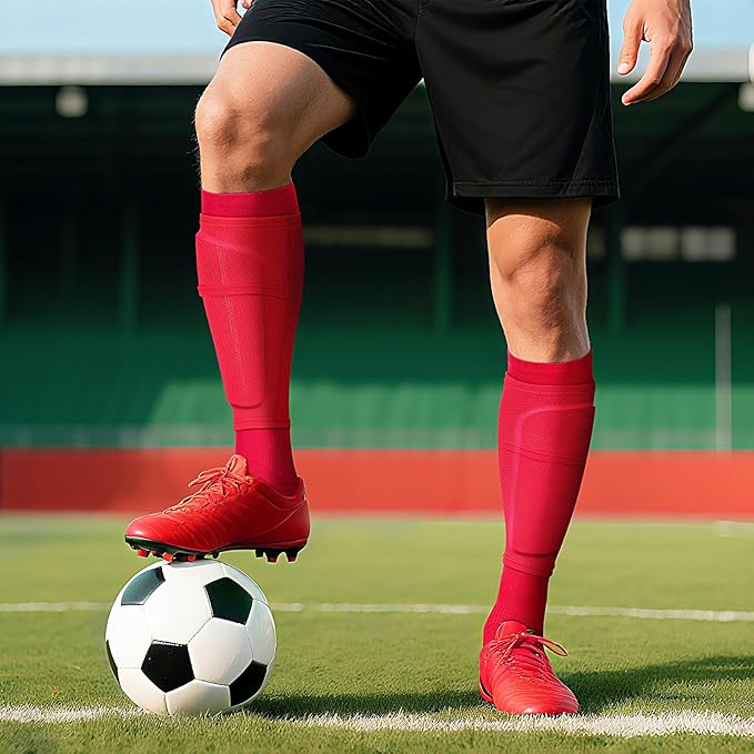 XZQTIVE Soccer Shin Guards with Shin Sleeves and Soccer Socks, Football Shin Pads Set for Kids Youth and Adult