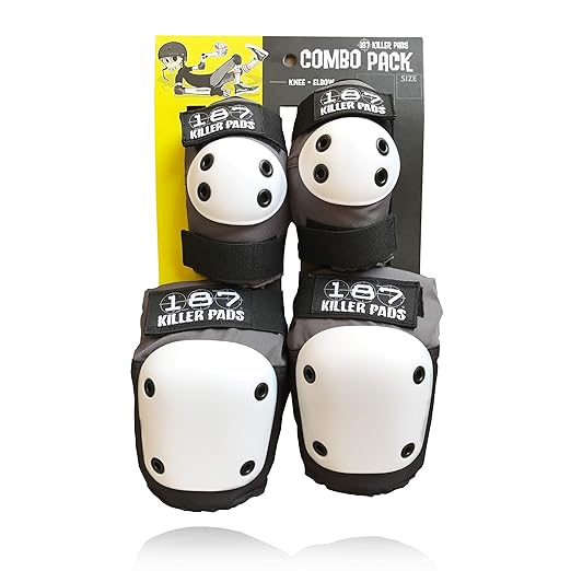 187 Killer Pads Knee Pads, Elbow Pads Combo Pack, Grey, X-Small
