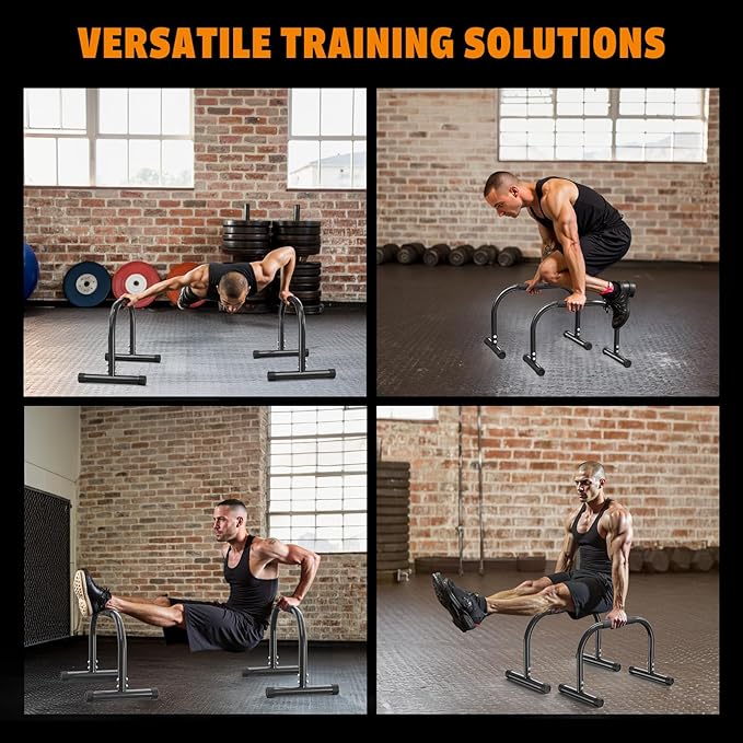 AmazeFan Parallettes Bars, 12'' High Steel Push Up Bar Strength Training For Handstands, Calisthenics Bars & Dip Bars, Calisthenic, Push Up Stands Handle for Floor Workouts Calisthenics Equipment 