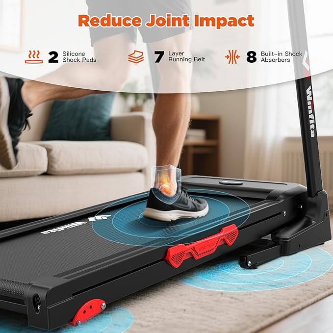 Treadmill with Incline, 300 LBS Capacity, 8 MPH or 10 MPH Speed, Bluetooth, App, Pause Function, Folding Treadmills for Home with 64 Programs, 17'' or 18'' Wide Belt, Heart Rate, BMI Detector
