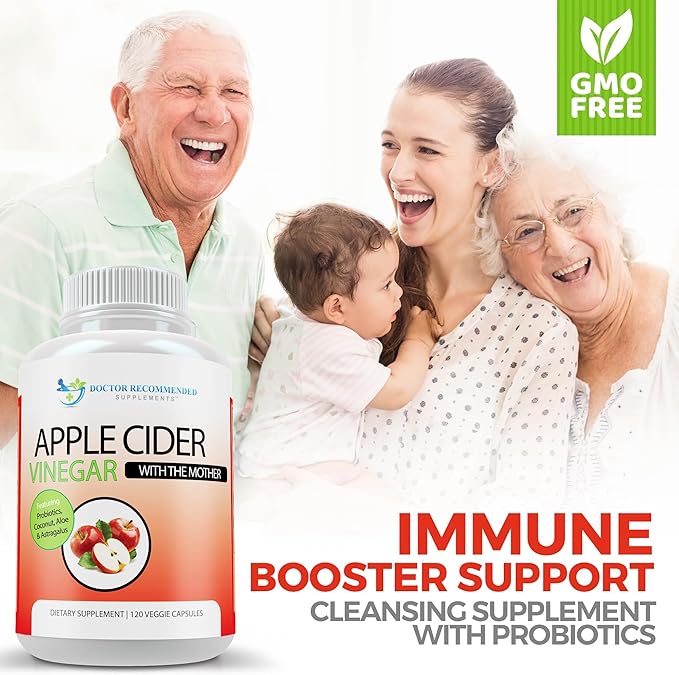 Apple Cider Vinegar Capsules - (120 Veggie Capsules) Organic ACV Supplement with Probiotics - 1500mg per Serving - Supports General Wellness & Digestive Balance - Non-GMO, Made in USA