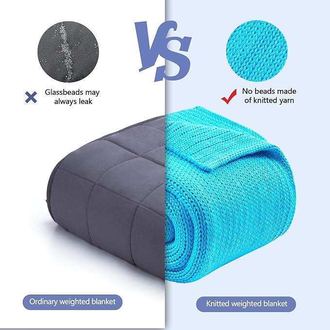 L'AGRATY Knitted Weighted Blanket - 48"x72" 12lbs Cooling Chunky Knit Heavy Blanket for Adults Braided Crochet Throw Thick Cable Yarn Knit Decorative No Beads Evenly Weighted Machine Washable
