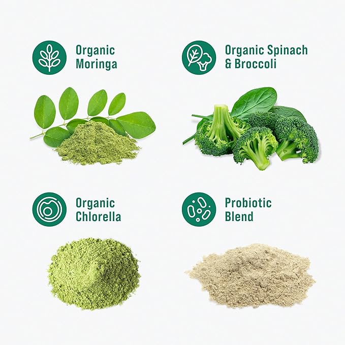 Supergreens Premium Superfood Greens Drink Mix w/Chlorella, Moringa, Spinach & Broccoli + Digestive Enzymes & Probiotic Blend -Nutrient-Packed Powder Wellness (Mango Peach, 20 SRV, Travel Pack)