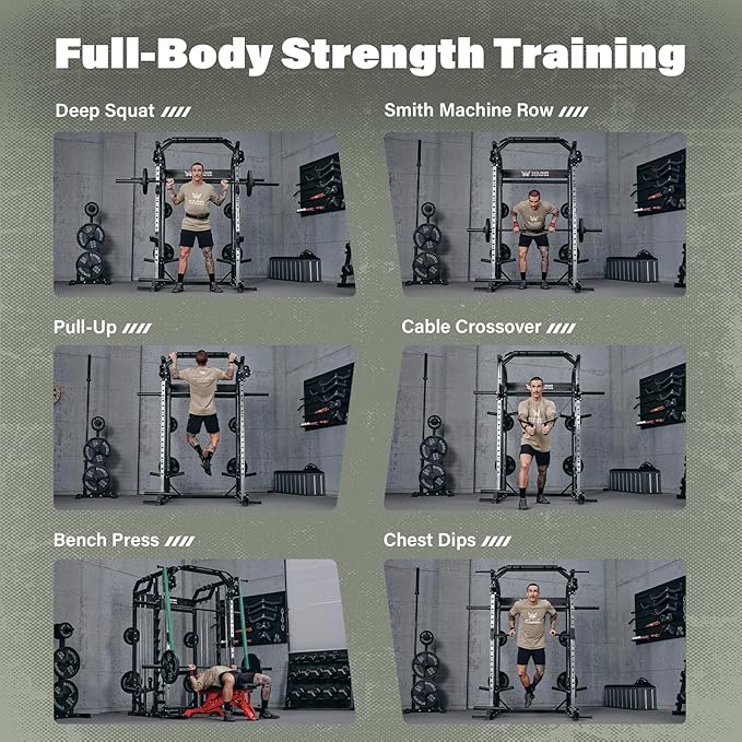 Major Fitness Drone2 Smith△ Machine – All-in-One Home Gym Squat Rack with Weight Bar, Dual LAT Pull-Down Systems & Cable Crossover Machine for Full-Body Workouts