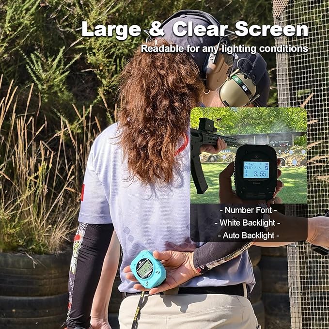 Shot Timer for Shooting Competition - IPSC,USPSA,IDPA,Shot Timer for Training&Dry Fire,Compatible with APP,Camera,Chronograph