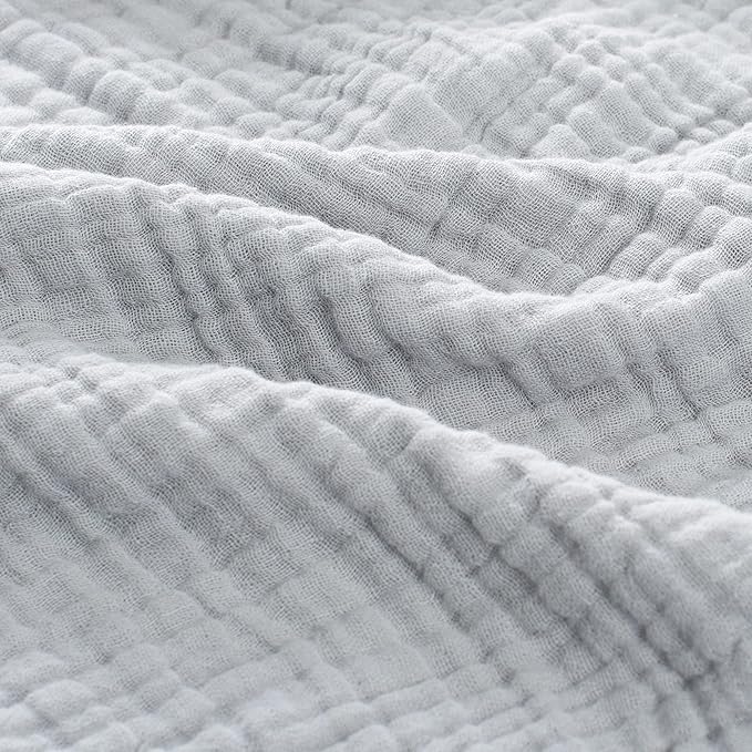Carriediosa 100% Cotton Muslin Throw Blanket 50" X 70" Throw XL Size,4-Layers Summer Gauze Throws for Bed Couch,Soft Lightweight Breathable Linen Blankets Bedspread for Adults All Season,Grey