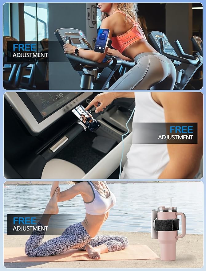 TOPGO Magnetic Running Phone Holder for iPhone, HD Mirror & Extendable Anti-Drop Rope for Gym/Yoga, 360° Rotatable Wrist Phone Holder, Fits iPhone 16 Pro & Android (Black, 2 Straps)