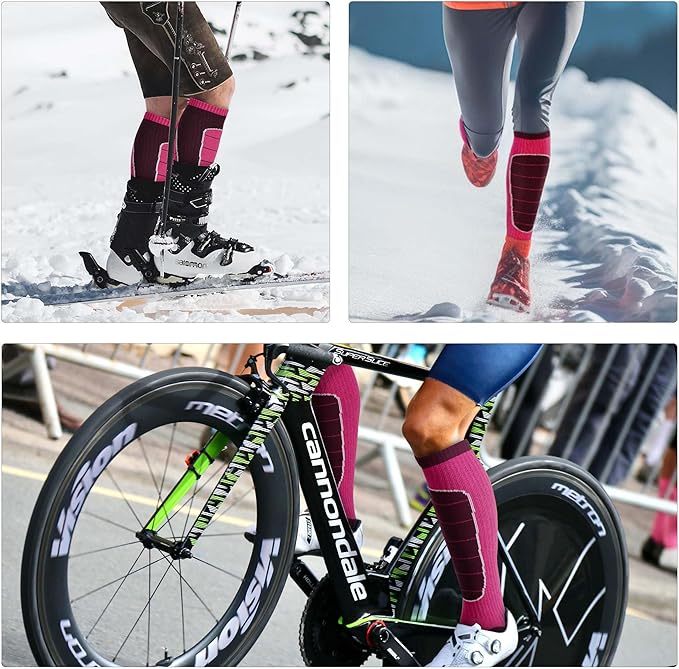 Hylaea Merino Wool Ski Socks, Cold Weather Socks for Snowboarding, Snow, Winter, Thermal Knee-high Warm Socks, Hunting