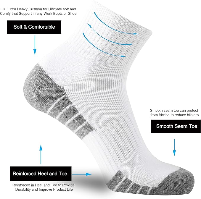 ONKE Max Full Cushion Low Cut Quarter Socks for Men Athletic Running Training Work Thick Warm Moisture Control Anti Blister