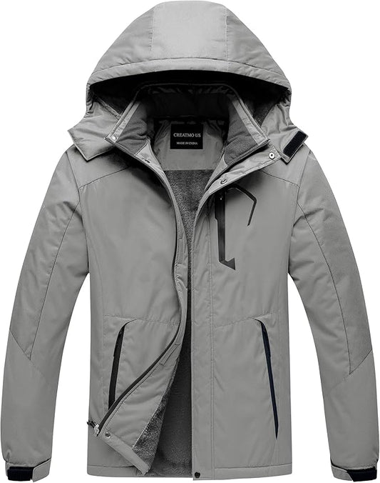 CREATMO US Men's Mountain Waterproof Ski Jacket - Windproof Snowboarding Warm Winter Coat Raincoat