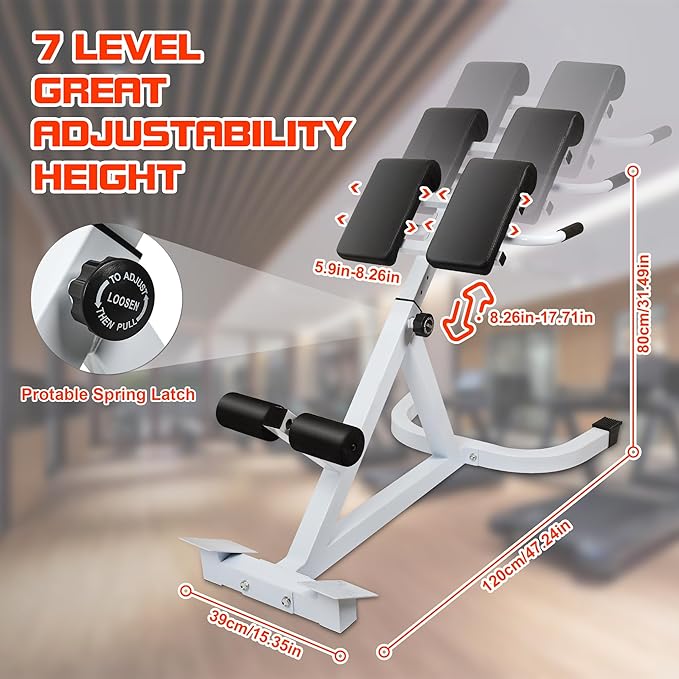 Roman Chair Hyperextension Bench - Adjustable Back Extension Machine for Home Gym, Core & Lower Back Workout, 250lbs Weight Capacity, Heavy Duty Steel Frame