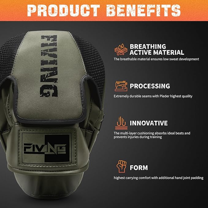 Boxing Pads for Men, Women, & Kids, Leather Focus Mitts for Martial Arts, Boxing Training, Curved Punch Mitts for Karate, Kickboxing,Muay Thai, Taekwondo