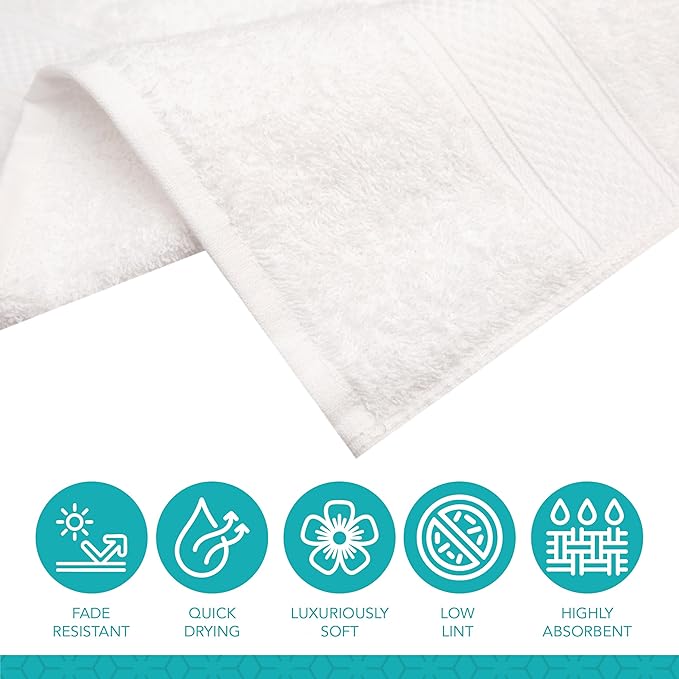 Pleasant Home Bath Towels Set of 6 (24” x 50”) 100% Cotton, 515 GSM | Lightweight, Soft & Absorbent Luxury Towels for Bathroom | for Gym, Pool & Spa | 6 Pack, White
