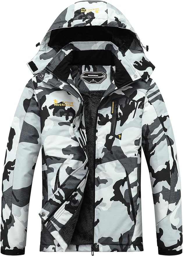 MOERDENG Women's Waterproof Ski Jacket Warm Winter Snow Coat Mountain Windbreaker Hooded Raincoat Jacket