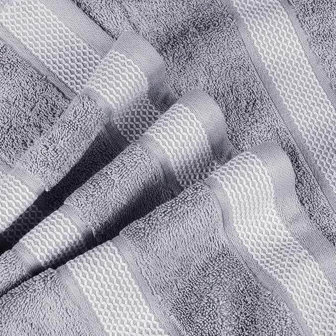 CASA COPENHAGEN, Solitaire, 600 GSM, 27x55 Inches Large Bath Towels, Set of 4 Towels, Super Soft and Absorbent, Egyptian Cotton Towels for Bathroom & Shower - Grey Violet