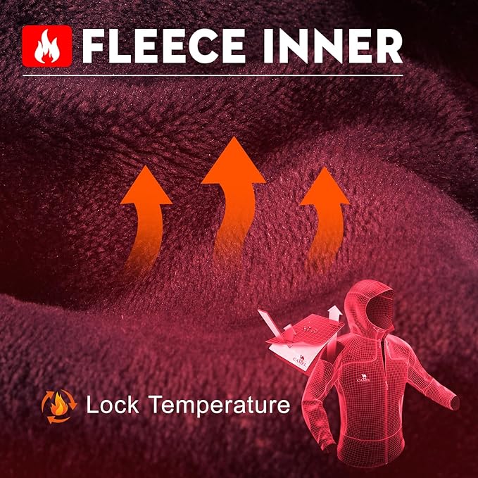 CAMEL CROWN Men's Winter Coat Waterproof Ski Jacket Fleece Lined Windproof Raincoat for Snow Outdoor Hiking Mountain