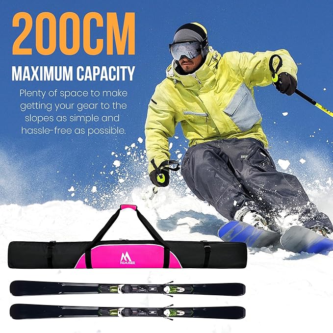 Ski Bag and Ski Boot Bag Combo-Padding Skis Bag for Air Travel,Water Proof Ski Boot Bag Fits for Skis Up to 200 CM and Boots Up To Size US13,Adults Ski Travel Bag