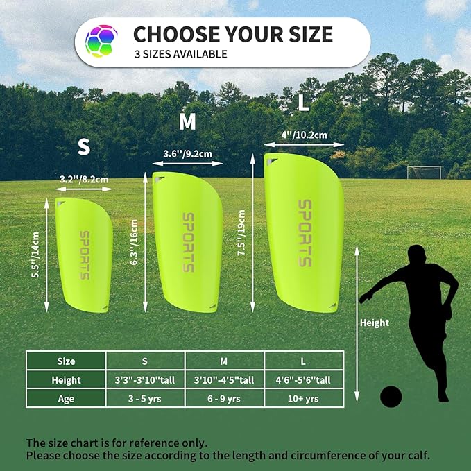 Kids Youth Soccer Shin Guards with Sleeves, Slip in Shinguards Soccer Shin Pads for 3-15 Years Old Boys Girls Child Teens